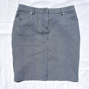 J McLaughlin Pinstripe Denim Skirt Womens 4 Blue Jean